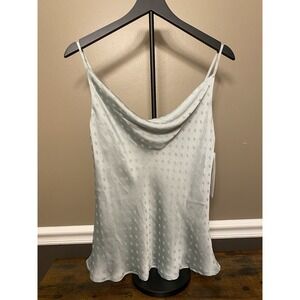 Scoop Neck Cami Tank Adjustable Spaghetti Strap Sea Green Size Large GLAM brand